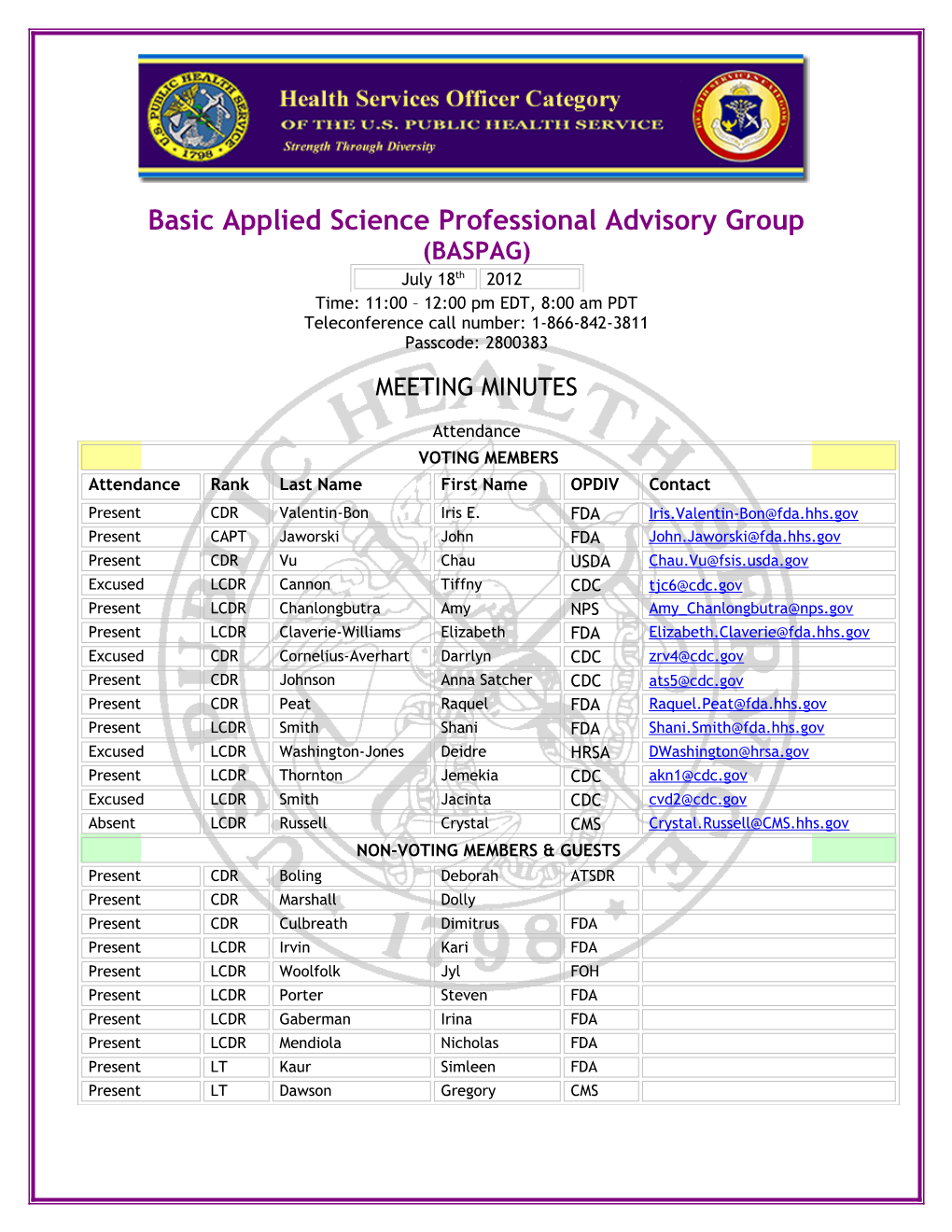 Basic Applied Science Professional Advisory Group