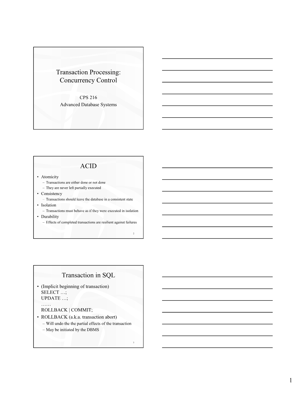 Concurrency Control ACID Transaction In