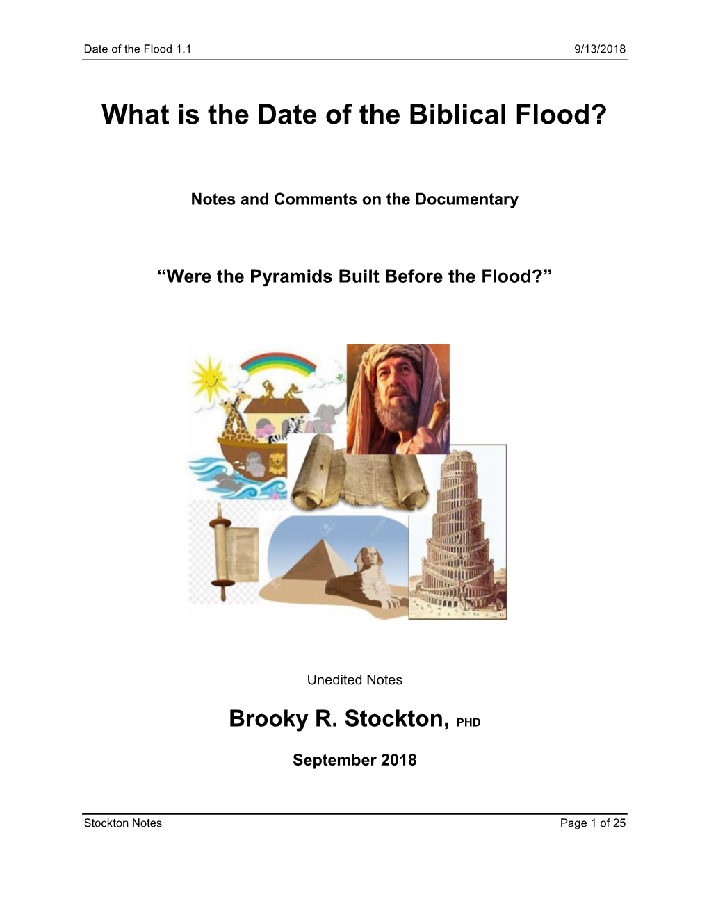 What Is the Date of the Biblical Flood?, Form #17.057
