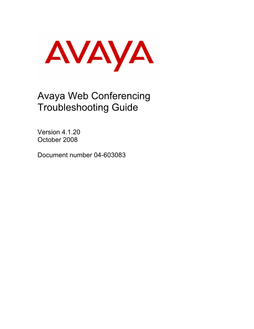 Avaya Web Conferencing Troubleshooting Guide