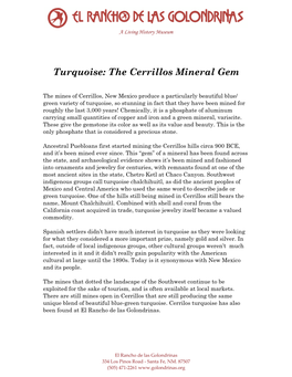 Turquoise: the Cerrillos Mineral Gem