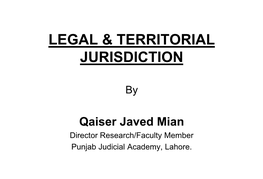 Legal and Territorial Jurisdiction in Criminal Cases