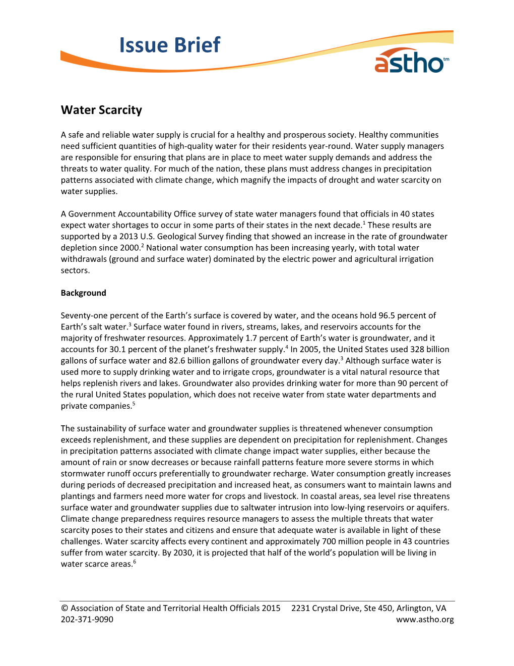 Water Scarcity Issue Brief