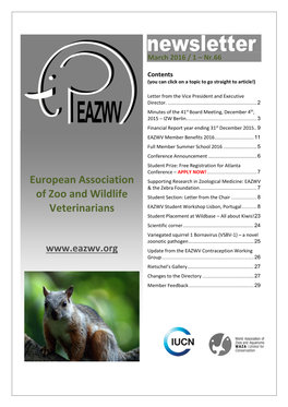 European Association of Zoo and Wildlife Veterinarians – March 2016/ 1– Nr