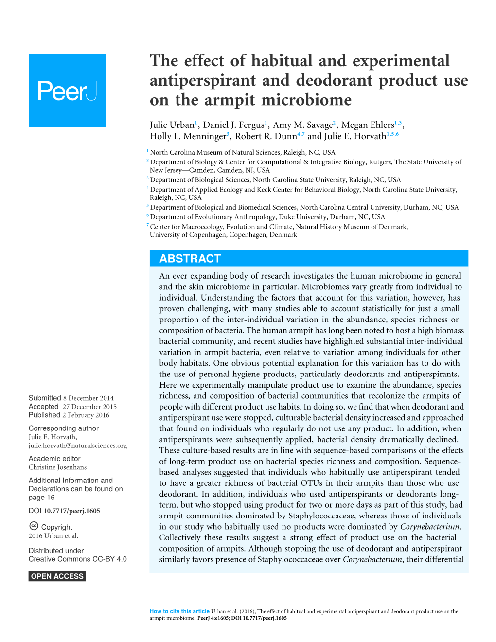 The Effect of Habitual and Experimental Antiperspirant and Deodorant Product Use on the Armpit Microbiome