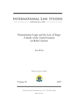 Humanitarian Logic and the Law of Siege: a Study of the Oxford Guidance on Relief Actions