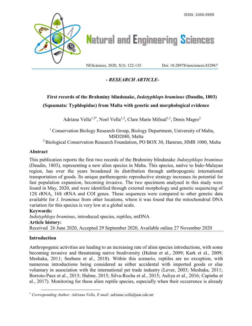 RESEARCH ARTICLE- First Records of the Brahminy Blindsnake