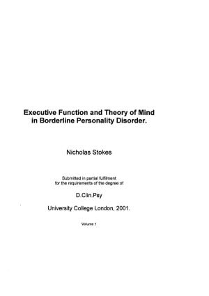 Executive Function and Theory of Mind in Borderline Personality Disorder