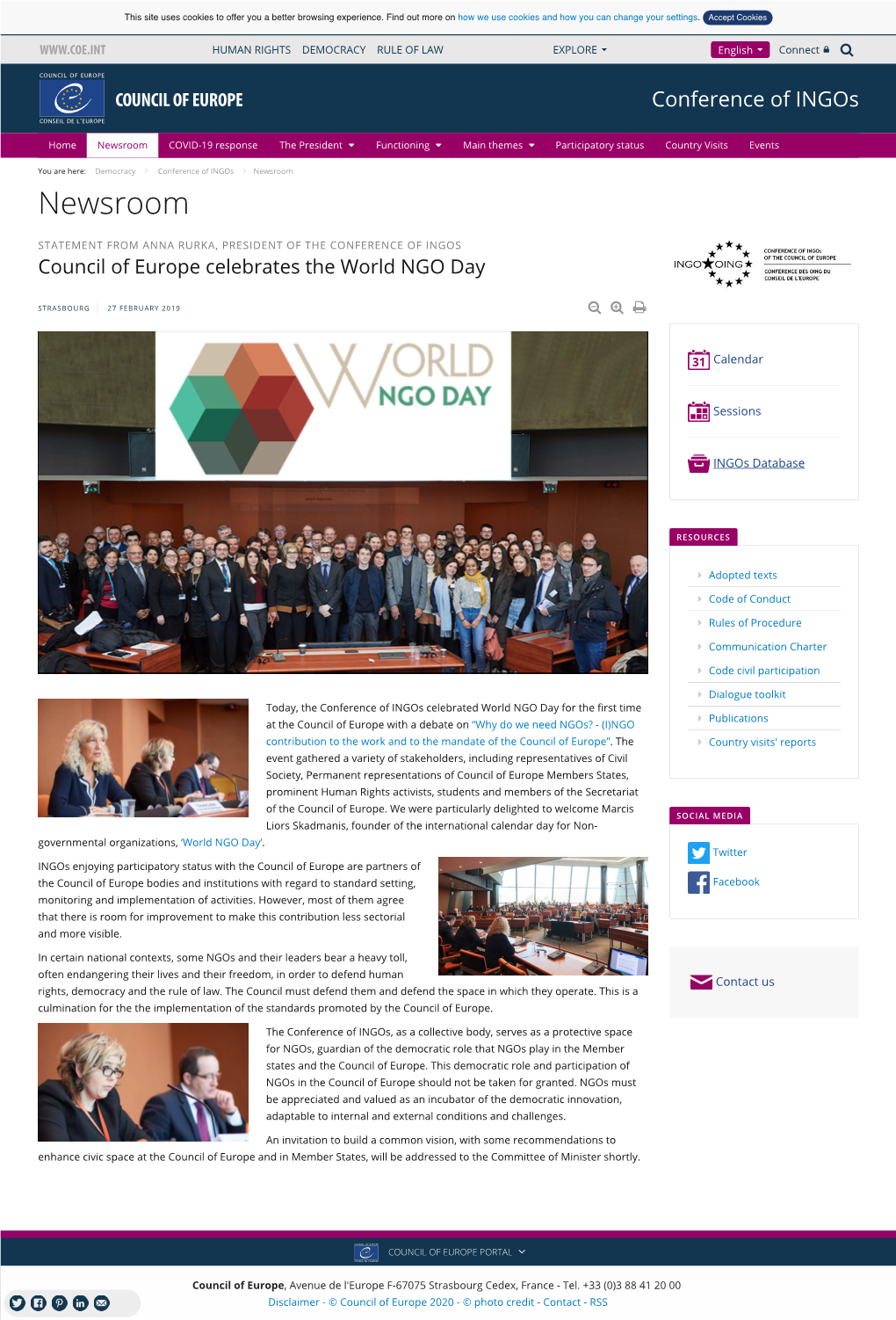 Council of Europe Celebrates the World NGO Day