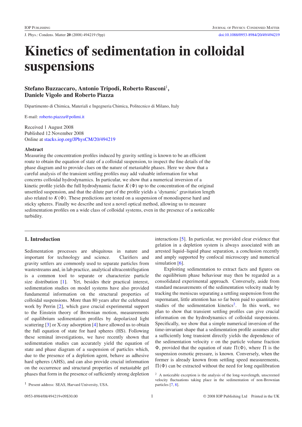 Kinetics of Sedimentation in Colloidal Suspensions