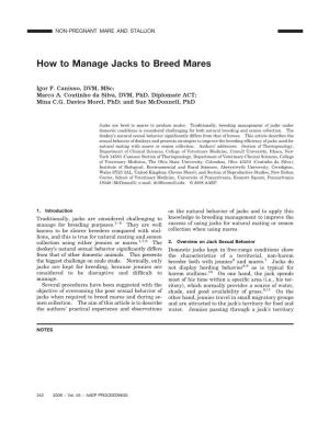How to Manage Jacks to Breed Mares