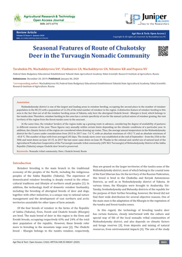 Seasonal Features of Route of Chukotsky Deer in the Turvaugin Nomadic Community