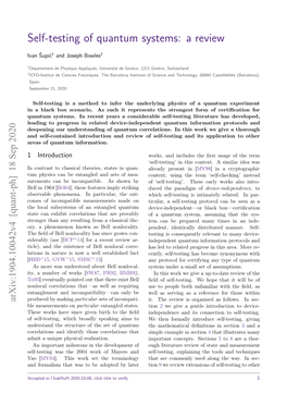 Self-Testing of Quantum Systems: a Review