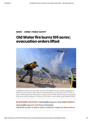 Old Water Fire Burns 105 Acres; Evacuation Orders Lifted – San Bernardino Sun