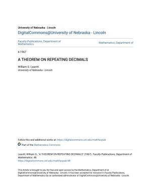 A Theorem on Repeating Decimals
