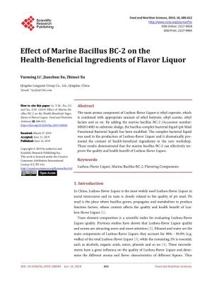 Effect of Marine Bacillus BC-2 on the Health-Beneficial Ingredients of Flavor Liquor