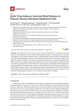 Aichi Virus Induces Antiviral Host Defense in Primary Murine Intestinal Epithelial Cells