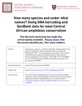 Using DNA Barcoding and Genbank Data for West Central African Amphibian Conservation