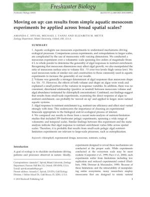 Can Results from Simple Aquatic Mesocosm Experiments Be Applied Across Broad Spatial Scales?