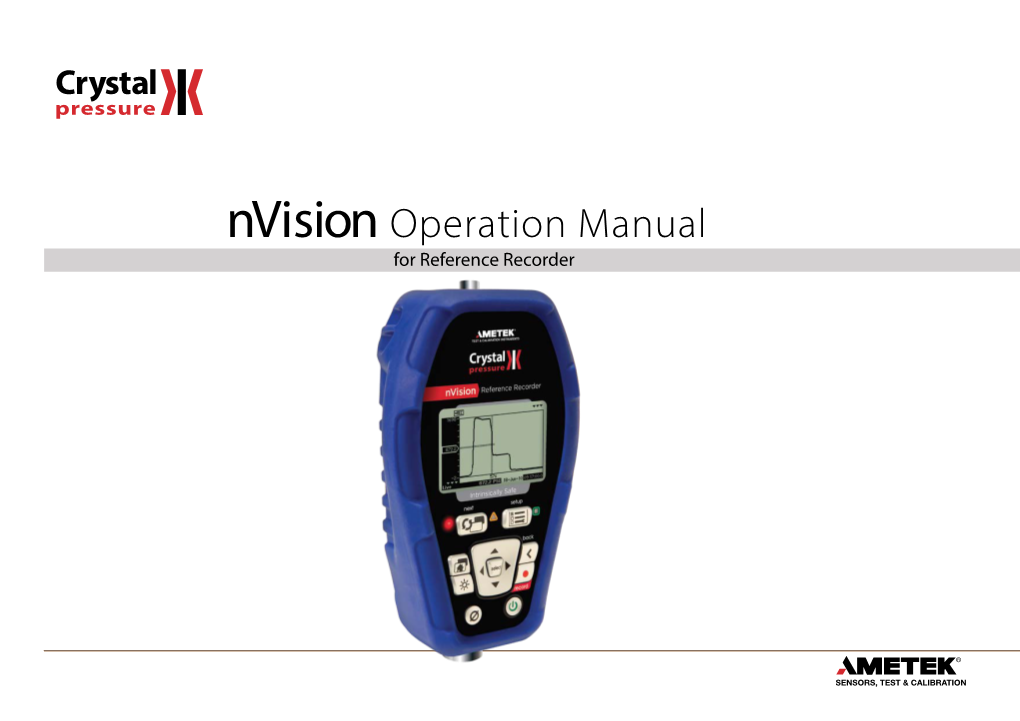 Nvision Operation Manual for Reference Recorder Contents