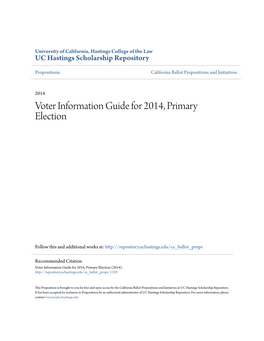 Voter Information Guide for 2014, Primary Election
