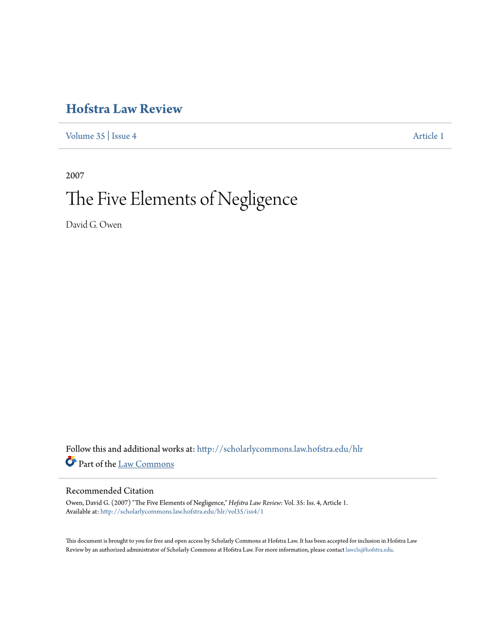 The Five Elements of Negligence