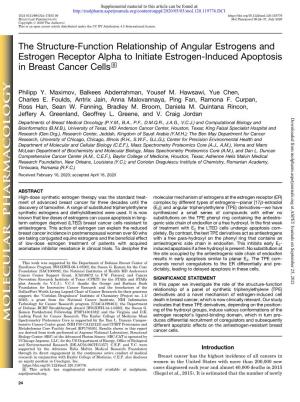 The Structure-Function Relationship of Angular Estrogens and Estrogen Receptor Alpha to Initiate Estrogen-Induced Apoptosis in Breast Cancer Cells S