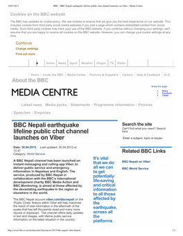 BBC - BBC Nepali Earthquake Lifeline Public Chat Channel Launches on Viber - Media Centre