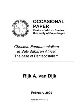 Christian Fundamentalism in Sub-Saharan Africa: the Case of Pentecostalism