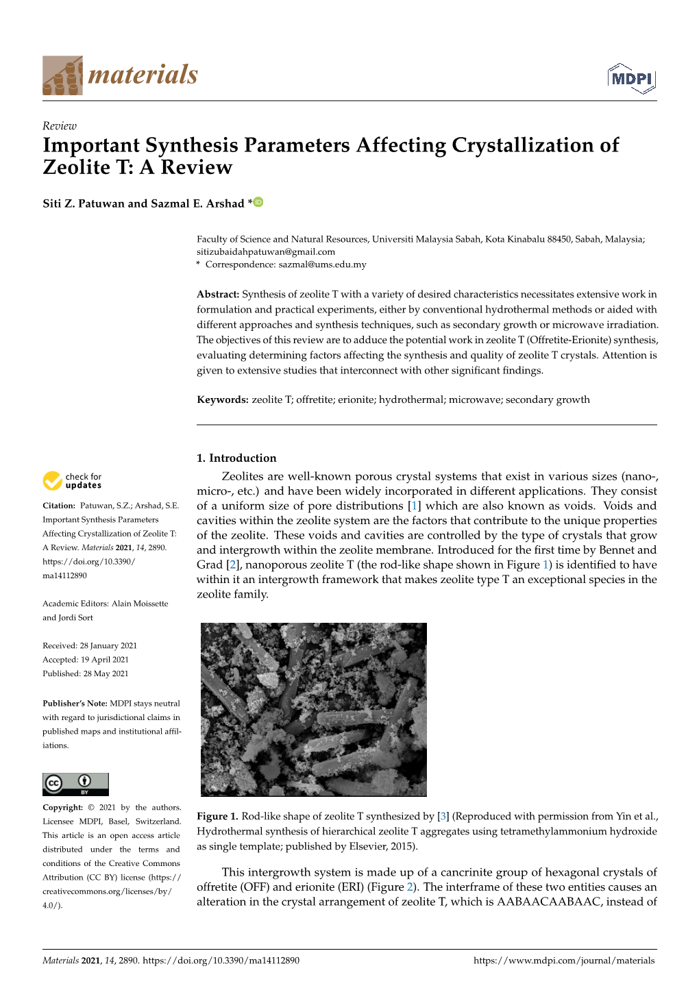 Important Synthesis Parameters Affecting Crystallization of Zeolite T