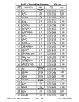 Master Upc Listing October 07