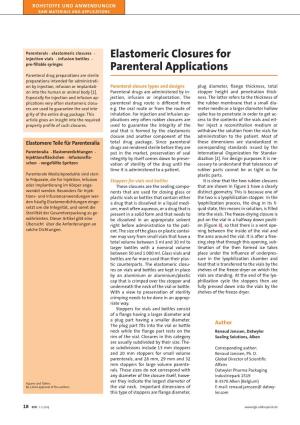 Elastomeric Closures for Parenteral Applications