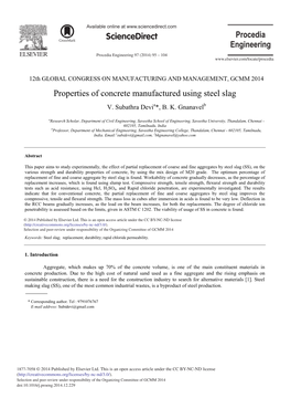 Properties of Concrete Manufactured Using Steel Slag V