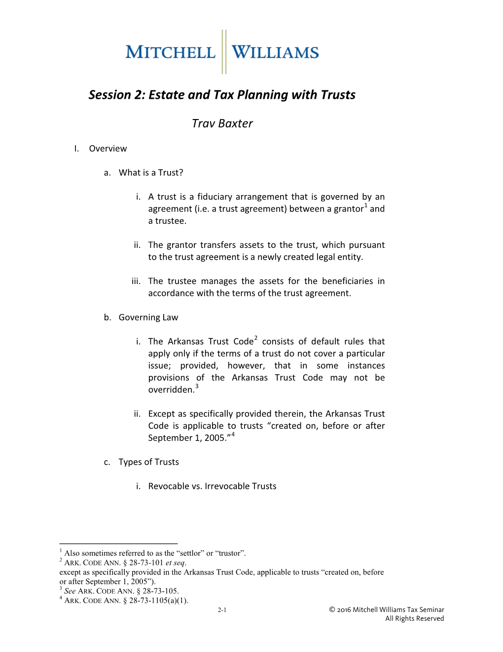 Estate and Tax Planning with Trusts