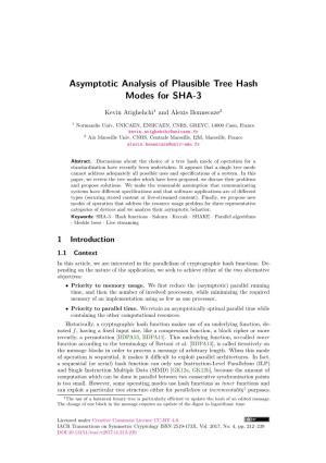 Asymptotic Analysis of Plausible Tree Hash Modes for SHA-3