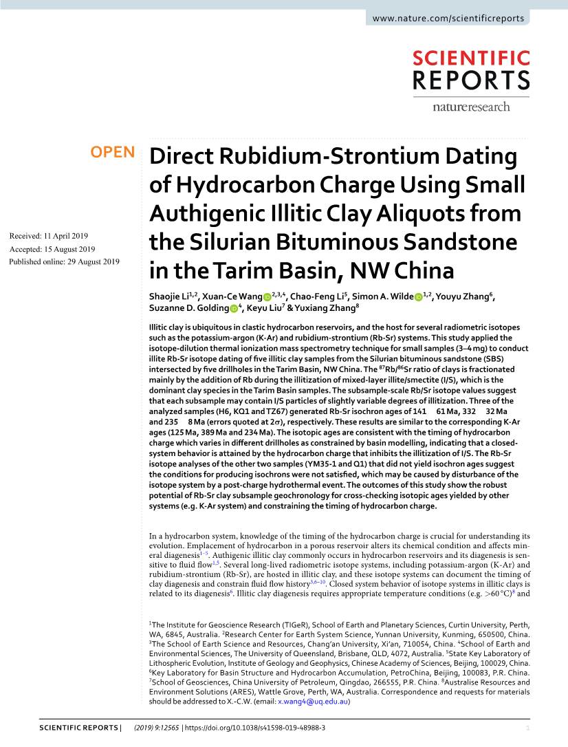 Direct Rubidium-Strontium Dating of Hydrocarbon Charge Using Small
