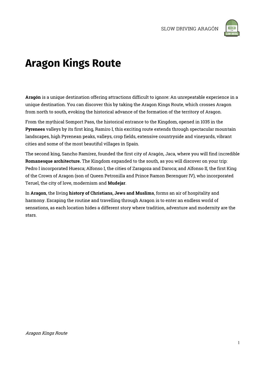 Aragon Kings Route
