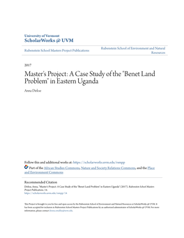 "Benet Land Problem" in Eastern Uganda Anna Dirkse