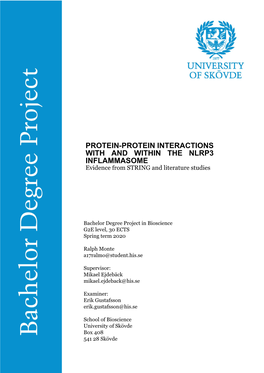 PROTEIN-PROTEIN INTERACTIONS with and WITHIN the NLRP3 INFLAMMASOME Evidence from STRING and Literature Studies