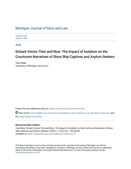 The Impact of Isolation on the Courtroom Narratives of Slave Ship Captives and Asylum Seekers