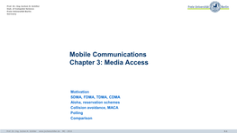 Mobile Communications Chapter 3: Media Access