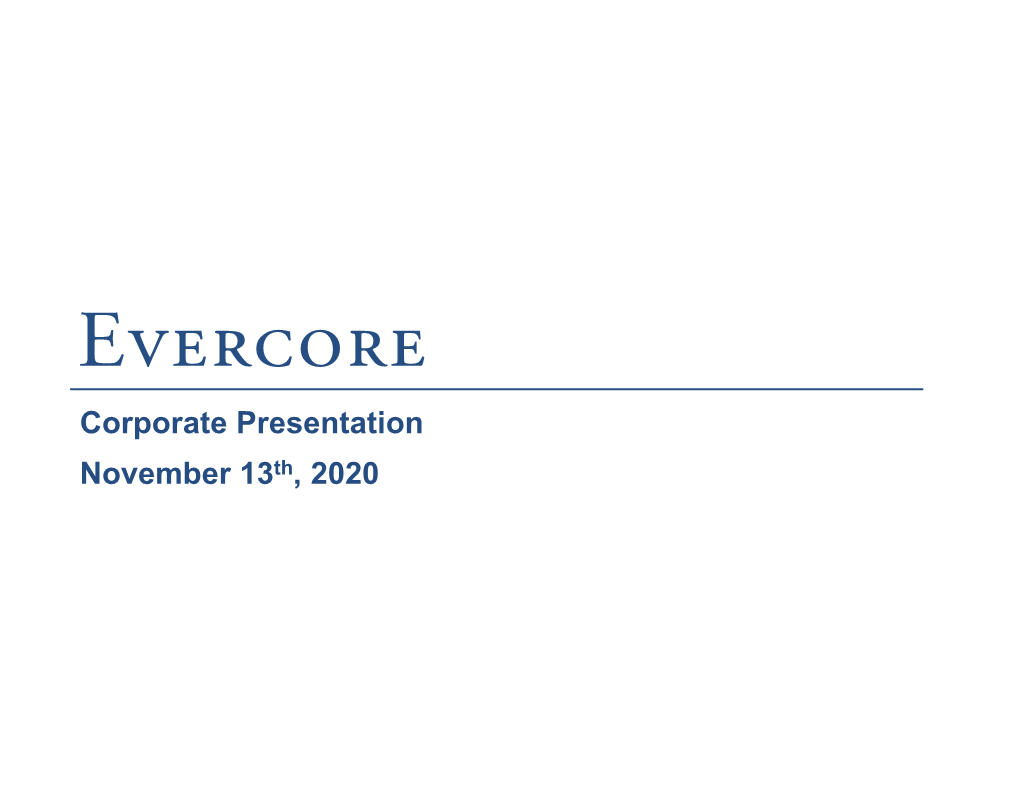 Corporate Presentation November 13Th, 2020