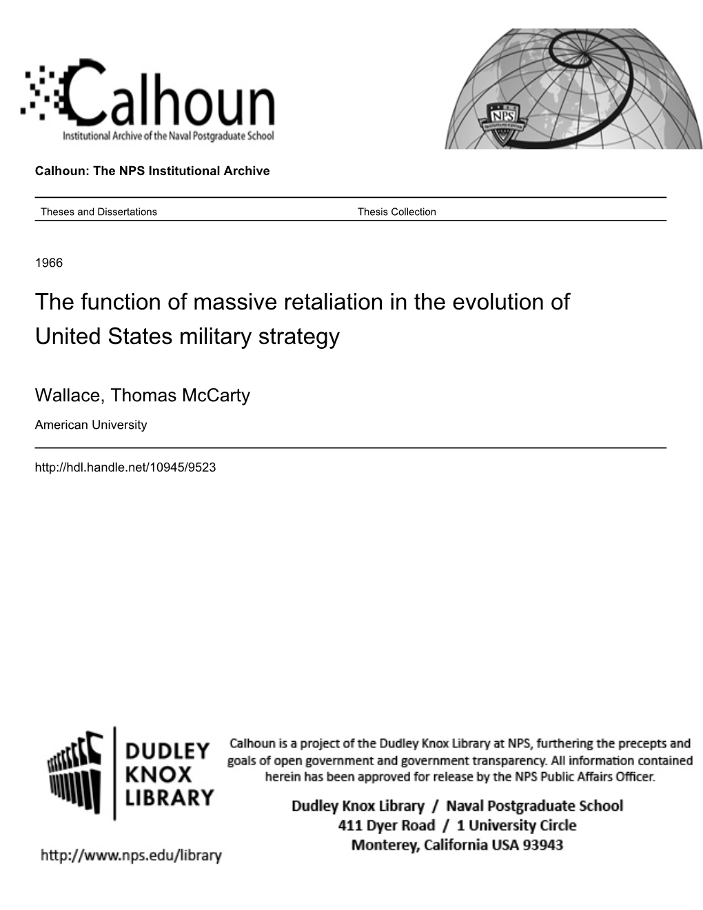 The Function of Massive Retaliation in the Evolution of United States Military Strategy