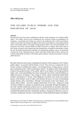 Ellen Mclarney the ISLAMIC PUBLIC SPHERE and THE