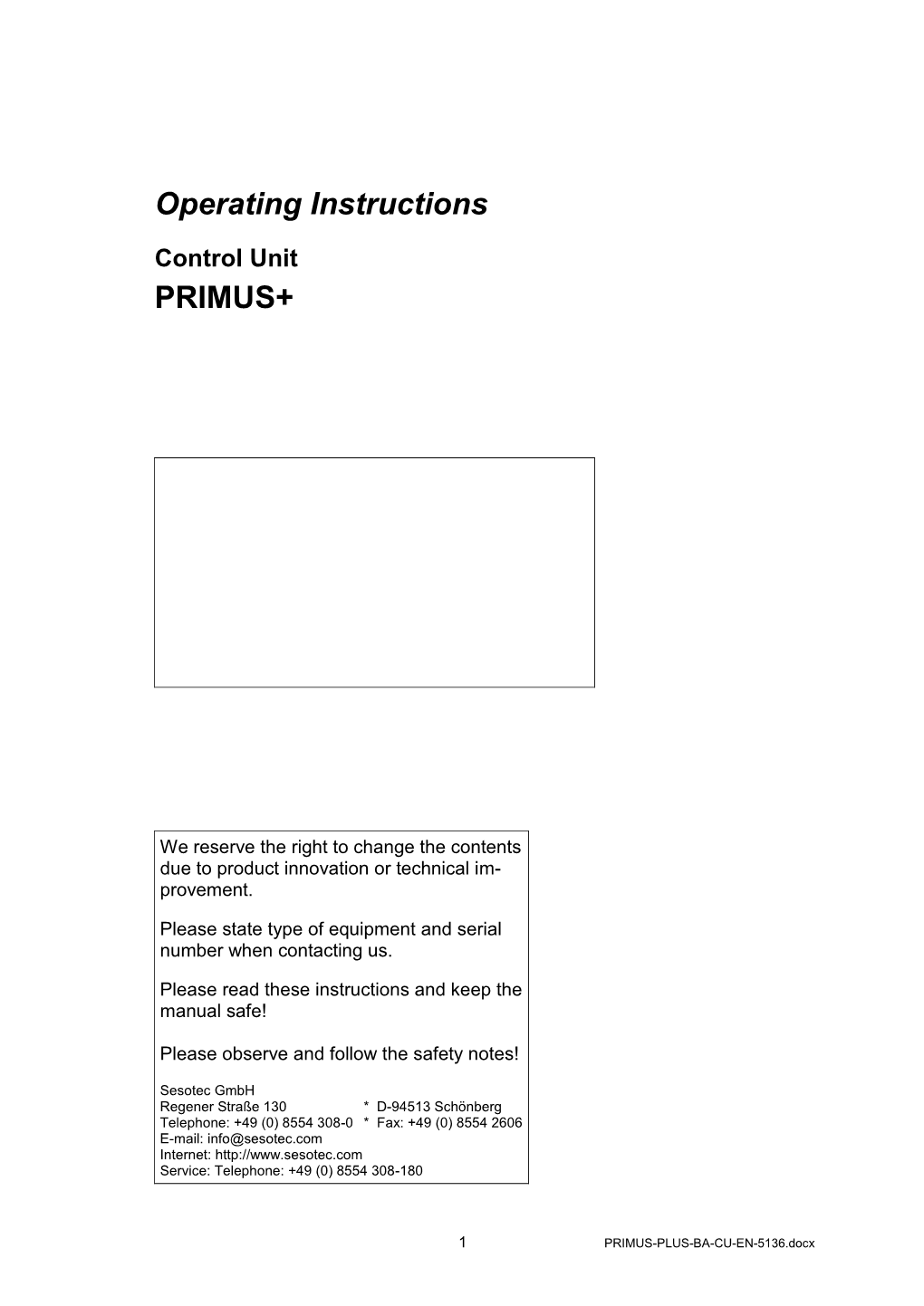 Sesotec Metal Detector Control Manual