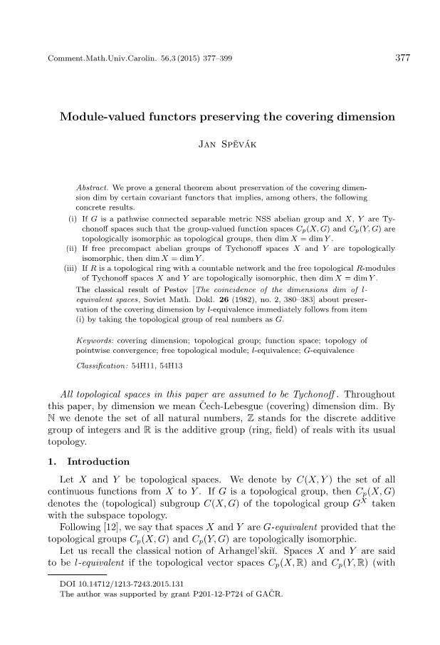 Module-Valued Functors Preserving the Covering Dimension