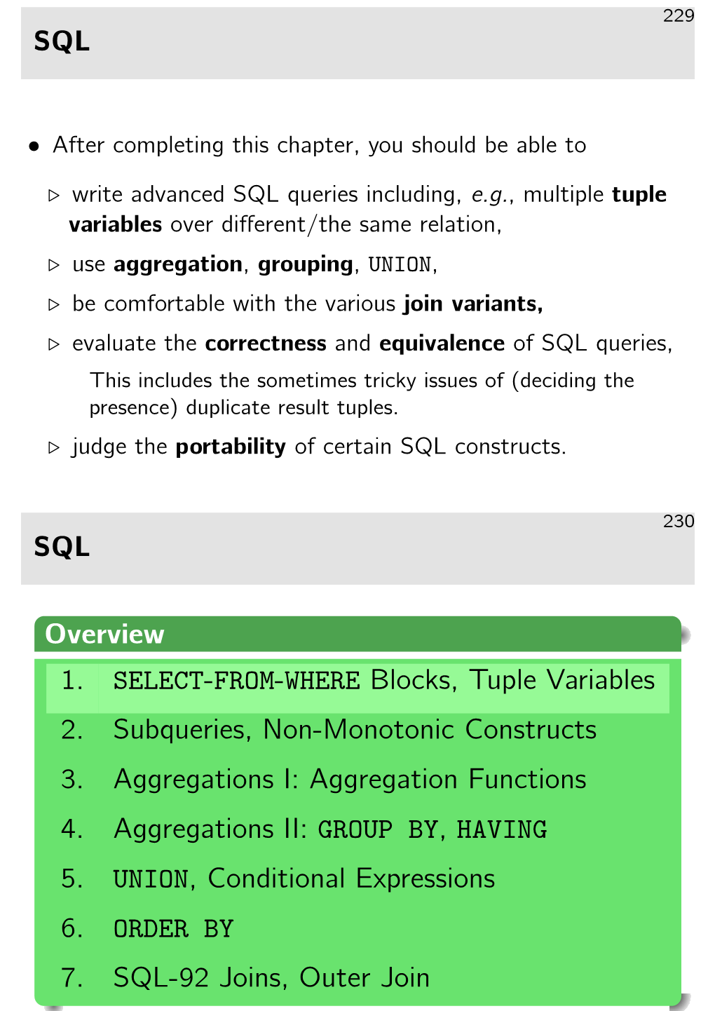 SQL SQL Overview 1. SELECT-FROM-WHERE Blocks