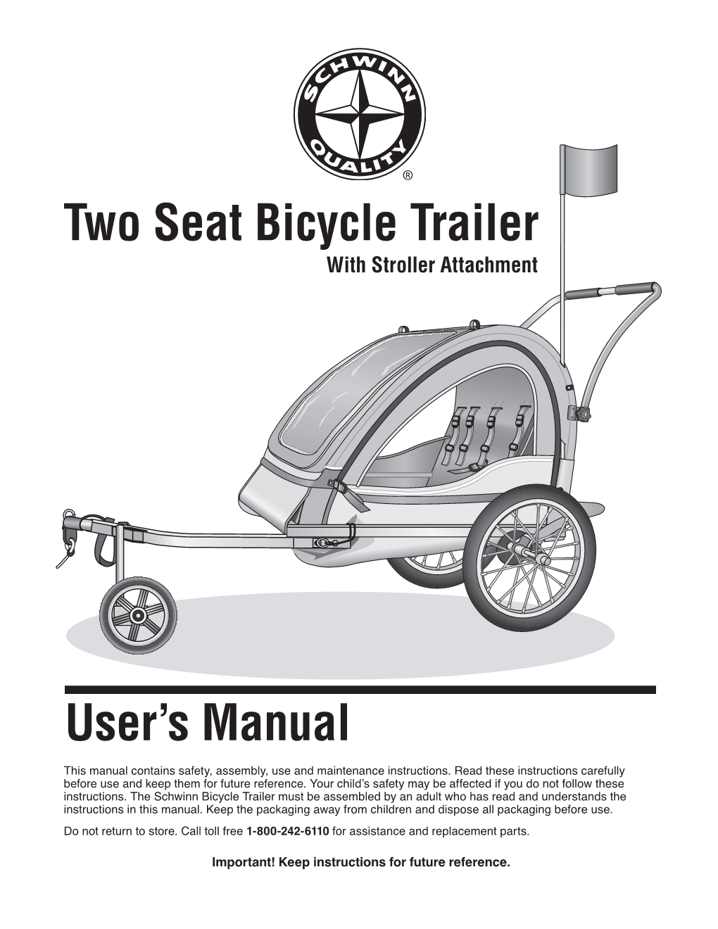 User's Manual Two Seat Bicycle Trailer