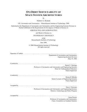 On-Orbit Serviceability of Space System Architectures