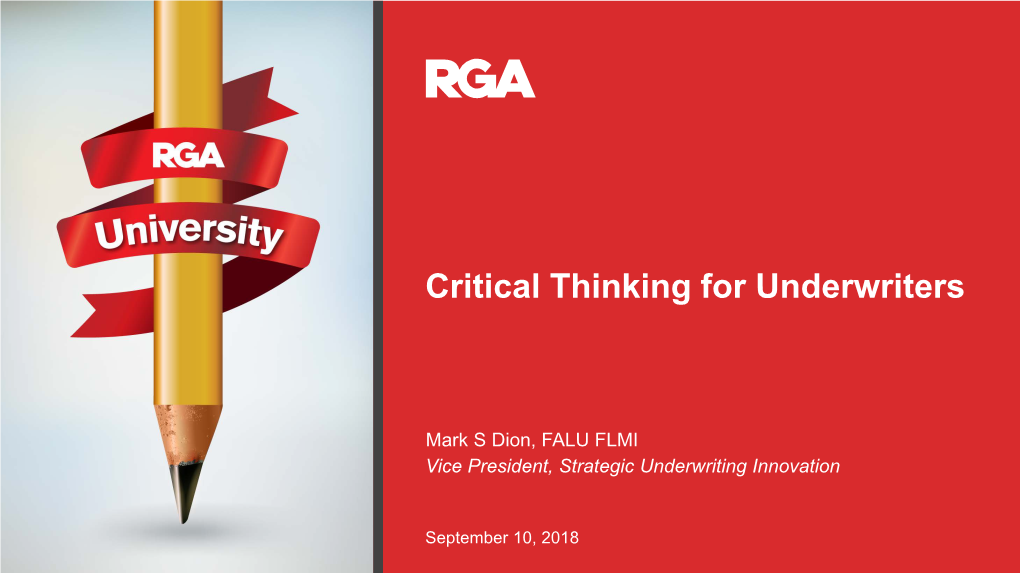 Critical Thinking for Underwriters